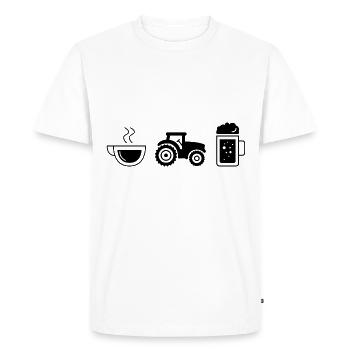 Coffee Beer and Tractor - - Men's Premium Organic T-Shirt - white - Front - Nico (187cm)