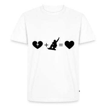 Cœur brisé et snowboard - - T-shirt Premium bio Homme - blanc - Devant - Nico (187cm)
