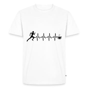 Café Heartbeat et course à pied - (2) - T-shirt Premium bio Homme - blanc - Devant - Nico (187cm)
