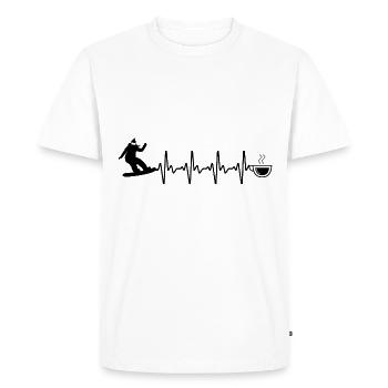 Café Heartbeat et snowboard - - T-shirt Premium bio Homme - blanc - Devant - Nico (187cm)