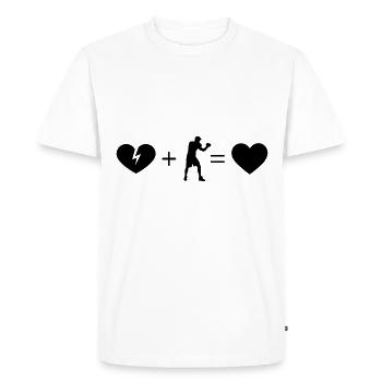 Cœur brisé et boxe - - T-shirt Premium bio Homme - blanc - Devant - Nico (187cm)