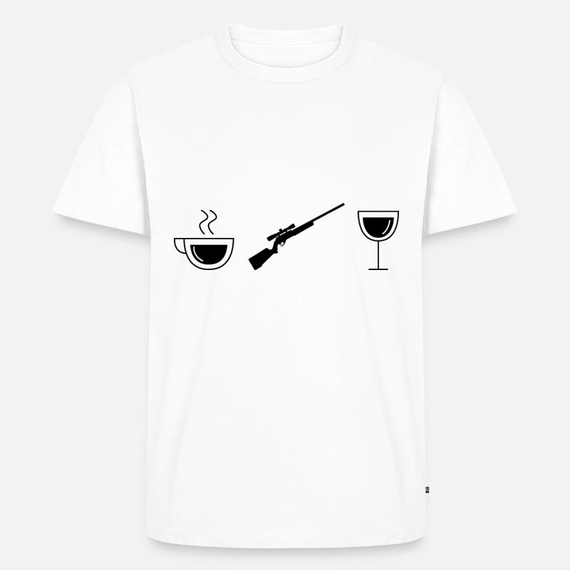 Kaffeewein und Jagd - - Männer Premium Bio T-Shirt - Weiß