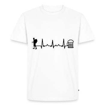 Bière Heartbeat et randonnée - - T-shirt Premium bio Homme - blanc - Devant - Nico (187cm)