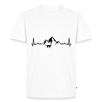 Heartbeat Mountain 1 and Cat - - Men's Premium Organic T-Shirt - white - Front - Nico (187cm)