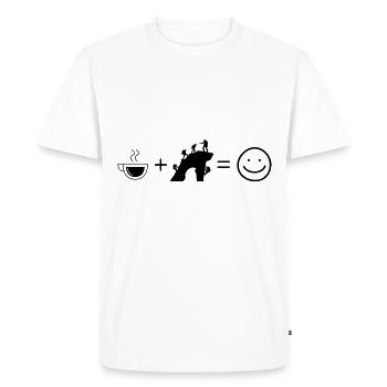 Coffee Smile Face and Climbing - - Men's Premium Organic T-Shirt - white - Front - Nico (187cm)