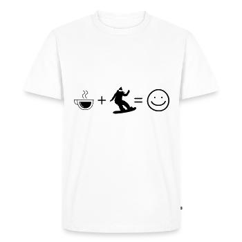 Café Smile Face et Snowboard 1 - - T-shirt Premium bio Homme - blanc - Devant - Nico (187cm)