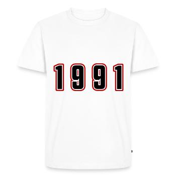 1991 Year Number - Men's Premium Organic T-Shirt - white - Front - Nico (187cm)