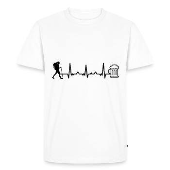 Bière Heartbeat et randonnée - (2) - T-shirt Premium bio Homme - blanc - Devant - Nico (187cm)