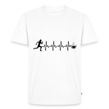 Café Heartbeat et course à pied - - T-shirt Premium bio Homme - blanc - Devant - Nico (187cm)