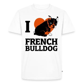 J'adore le bouledogue français - T-shirt Premium bio Homme - blanc - Devant - Nico (187cm)