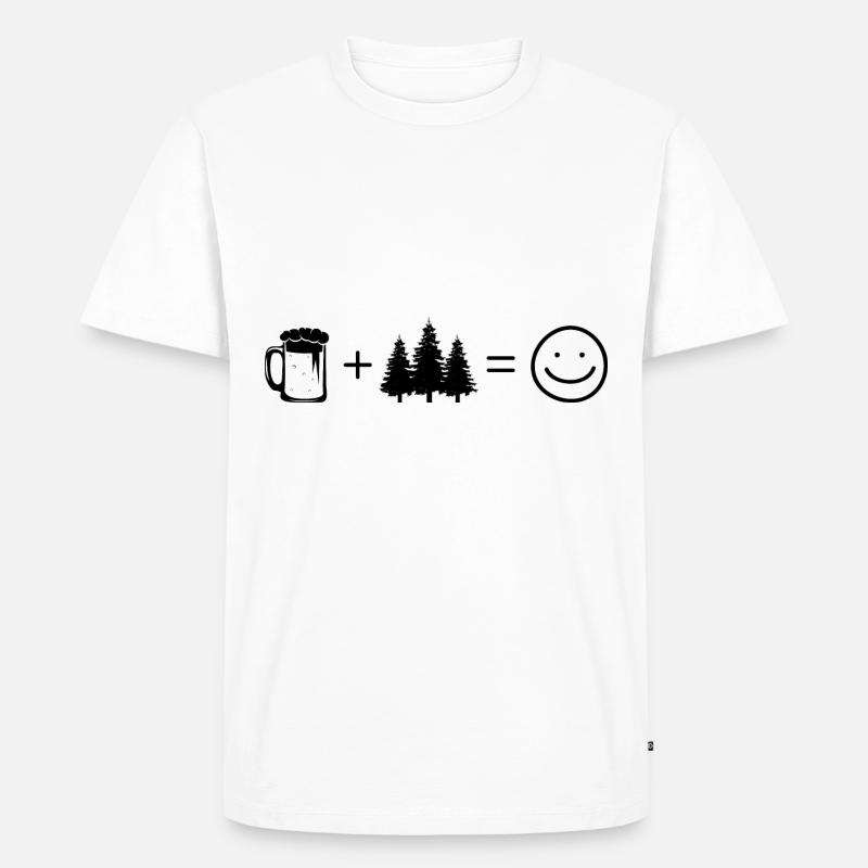 Bier Smile Face und Baum - - Männer Premium Bio T-Shirt - Weiß