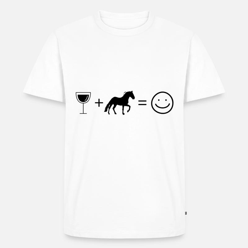 Wein Smile Face und Pferd - - Männer Premium Bio T-Shirt - Weiß