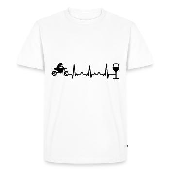 Heartbeat wine and motorcycle - (MOTORCYCLE) (2) - Men's Premium Organic T-Shirt - white - Front - Nico (187cm)
