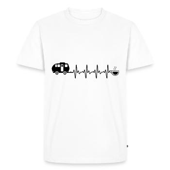 Heartbeat coffee and camping - - Men's Premium Organic T-Shirt - white - Front - Nico (187cm)