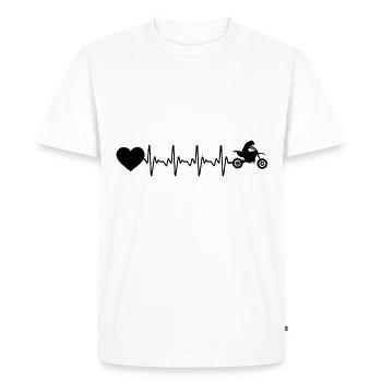 Heartbeat Heart and Motorcycle - (MOTORCYCLE) (2) - Men's Premium Organic T-Shirt - white - Front - Nico (187cm)