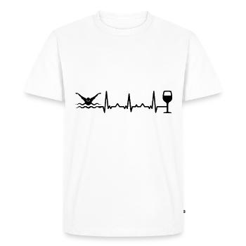 Vin heartbeat et natation - - T-shirt Premium bio Homme - blanc - Devant - Nico (187cm)