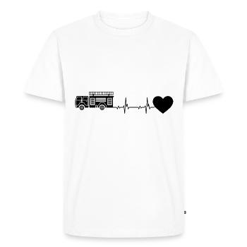 Heartbeat Heart and Fire Brigade Brigader - (2) - Men's Premium Organic T-Shirt - white - Front - Nico (187cm)