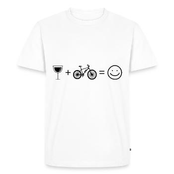 Wine Smile Face and E-Bike - - Men's Premium Organic T-Shirt - white - Front - Nico (187cm)