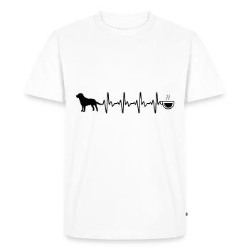Heartbeat Coffee and Dog - (5) - Men's Premium Organic T-Shirt - white - Front - Nico (187cm)