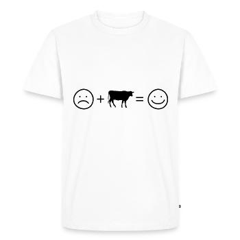 Smile Face and Cow - - Men's Premium Organic T-Shirt - white - Front - Nico (187cm)