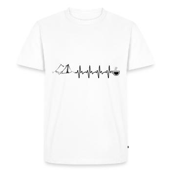 Heartbeat Coffee and Camping - (2) - Men's Premium Organic T-Shirt - white - Front - Nico (187cm)