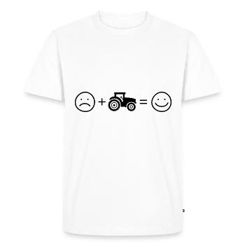 Smile Face and Tractor - - Men's Premium Organic T-Shirt - white - Front - Nico (187cm)