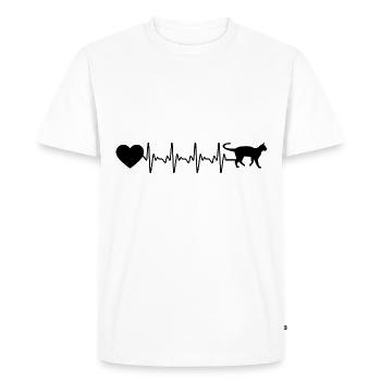 Heartbeat heart and cat - - Men's Premium Organic T-Shirt - white - Front - Nico (187cm)