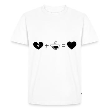 Cœur brisé et café - - T-shirt Premium bio Homme - blanc - Devant - Nico (187cm)