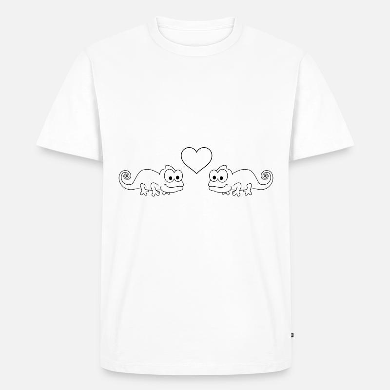 Chamäleon Comic Paar liebe - Männer Premium Bio T-Shirt - Weiß