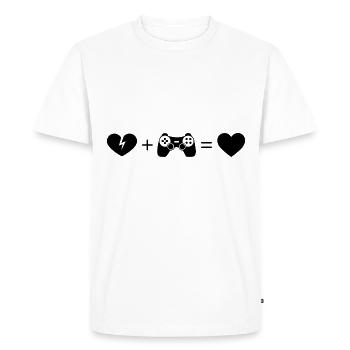 Heart Broken Heart and Gaming - - Men's Premium Organic T-Shirt - white - Front - Nico (187cm)