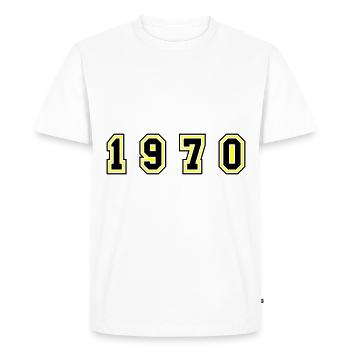 Numéro de l’année 1970 - T-shirt Premium bio Homme - blanc - Devant - Nico (187cm)