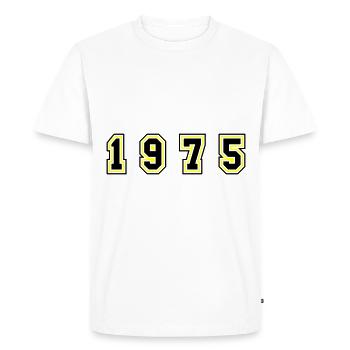 Numéro de l’année 1975 - T-shirt Premium bio Homme - blanc - Devant - Nico (187cm)