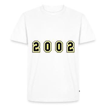 Numéro de l’année 2002 - T-shirt Premium bio Homme - blanc - Devant - Nico (187cm)