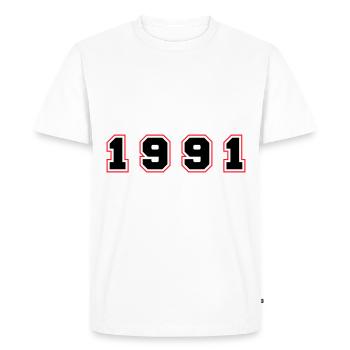 1991 Year Number - Men's Premium Organic T-Shirt - white - Front - Nico (187cm)