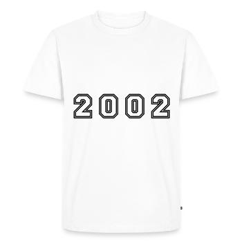 Numéro de l’année 2002 - T-shirt Premium bio Homme - blanc - Devant - Nico (187cm)