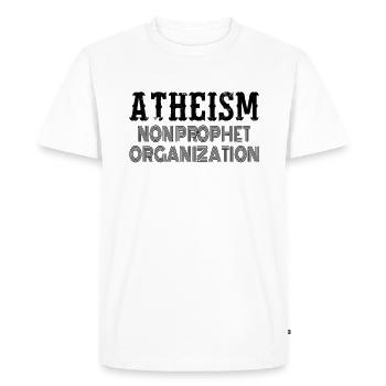 ATHEISM ATHEIST : non-propet organization - Men's Premium Organic T-Shirt - white - Front - Nico (187cm)