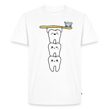 Assistant dentaire Dentiste Orthodontie Dent - T-shirt Premium bio Homme - blanc - Devant - Nico (187cm)