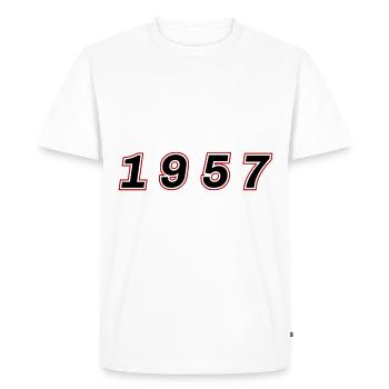 Numéro de l’année 1957 - T-shirt Premium bio Homme - blanc - Devant - Nico (187cm)