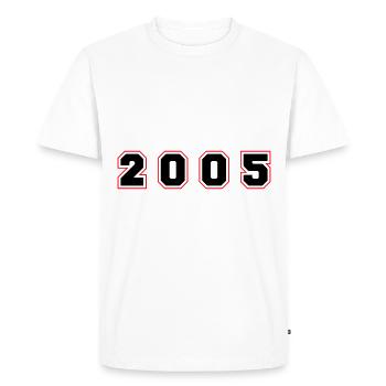 Numéro de l’année 2005 - T-shirt Premium bio Homme - blanc - Devant - Nico (187cm)