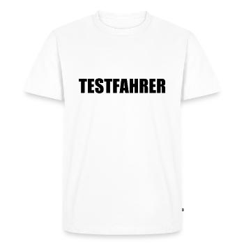 Pilote d’essai profession travail voiture moto test T-shirt - T-shirt Premium bio Homme - blanc - Devant - Nico (187cm)