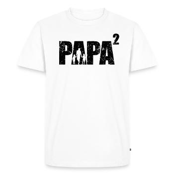 Papa hoch 2 Schwanger Geschenk Papa Zwillinge - Männer Premium Bio T-Shirt - Weiß - Vorne - Nico (187cm)