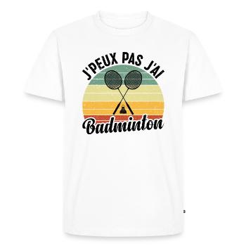 Je Peux Pas J'ai Badminton - T-shirt Premium bio Homme - blanc - Devant - Nico (187cm)