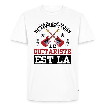 Détendez-vous Le Guitariste Est Là - T-shirt Premium bio Homme - blanc - Devant - Nico (187cm)