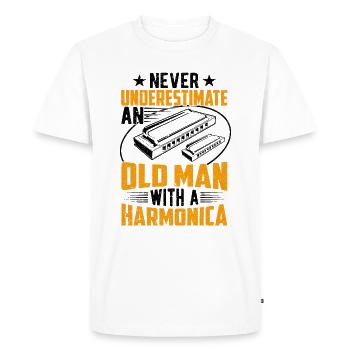 Vieil Homme Avec Un Harmonica - T-shirt Premium bio Homme - blanc - Devant - Nico (187cm)