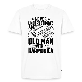 Vieil Homme Avec Un Harmonica - T-shirt Premium bio Homme - blanc - Devant - Nico (187cm)
