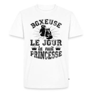 Boxeuse Le Jour La Nuit Princesse - T-shirt Premium bio Homme - blanc - Devant - Nico (187cm)