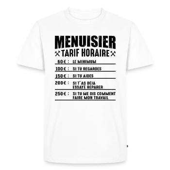 Le Tarif Horaire D'un Menuisier - T-shirt Premium bio Homme - blanc - Devant - Nico (187cm)