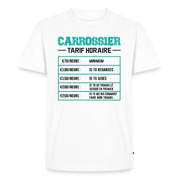 Le Tarif Horaire D'un Carrossier - T-shirt Premium bio Homme - blanc - Devant - Nico (187cm)