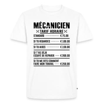 Le Tarif Horaire D'un Mécanicien - T-shirt Premium bio Homme - blanc - Devant - Nico (187cm)