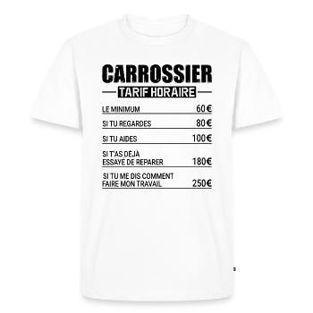 Le Tarif Horaire D'un Carrossier - T-shirt Premium bio Homme - blanc - Devant - Nico (187cm)